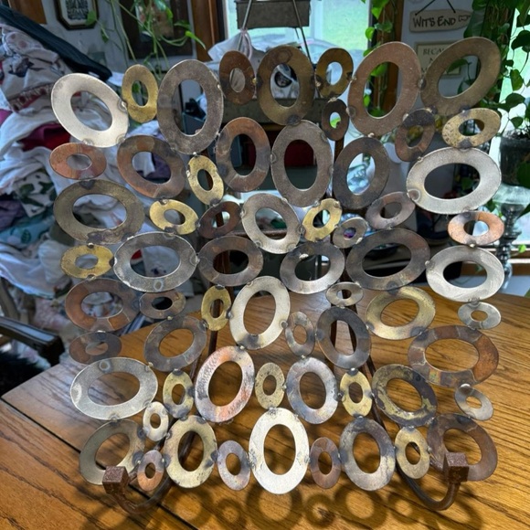 Abstract Metal Wall Art Decor With Stand. Like New.